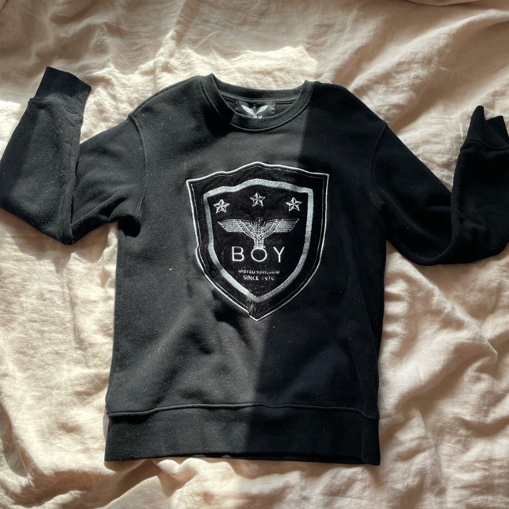 Boy London sweatshirt with velvet and silver detailing, worn once